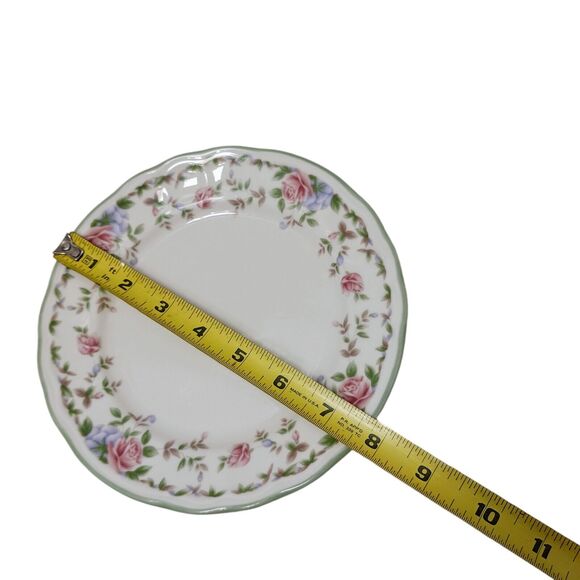 Epoch MORNING ROSE Salad Plate Floral Roses Green Scalloped Cottage Replacement - Picture 9 of 10